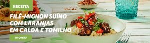 almoço de dia dos pais filé mignon suino com laranjas
