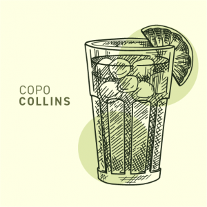 Copo Collins com limão e gelo