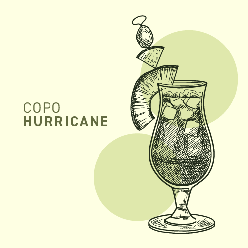 Copo hurricane decorado com frutas