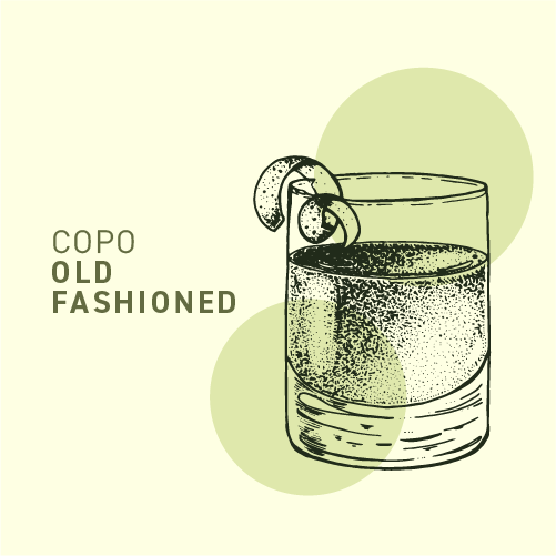 Copo Old Fashioned com fatia de laranja