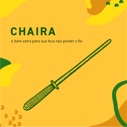 Chaira de cozinha, ferramenta essencial para manter o fio e a afiação das facas.