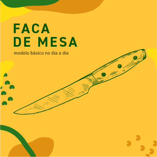 Ilustração de faca de mesa em fundo amarelo — modelo básico para uso diário
